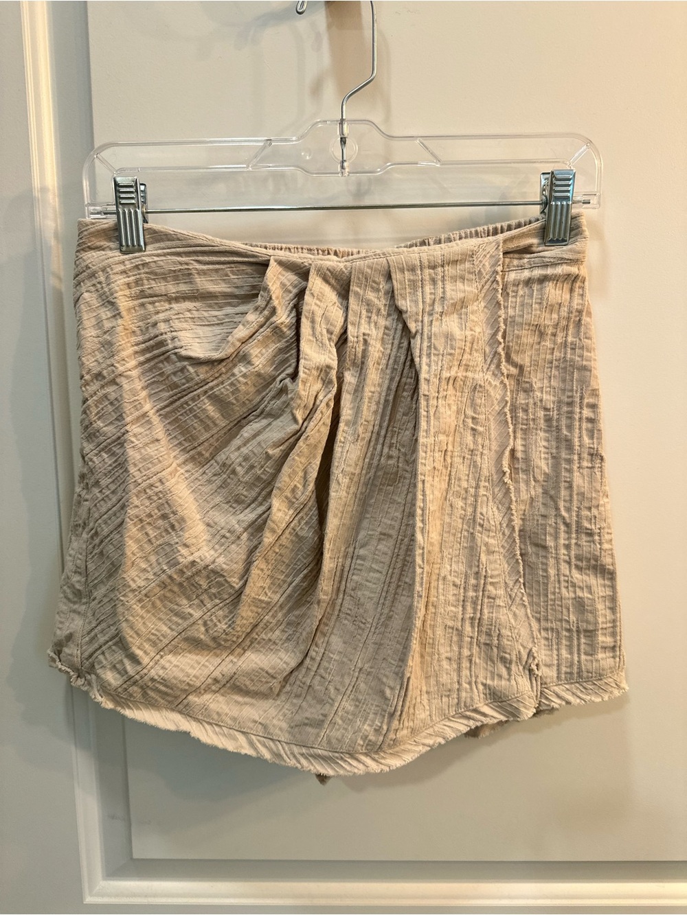 Wishlist Beige Crinkled Wrap Mini Skort